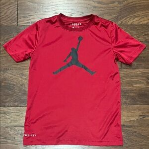 Nike Jordan Kids Red Dri-FIT Tee with Black Logo
